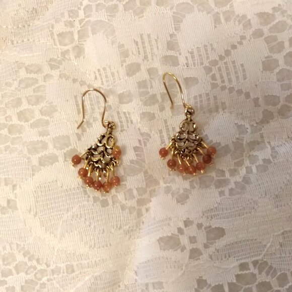 Vintage Handmade Beads Copper Earrings Timeless VTG Jewelry - Picture 6 of 6